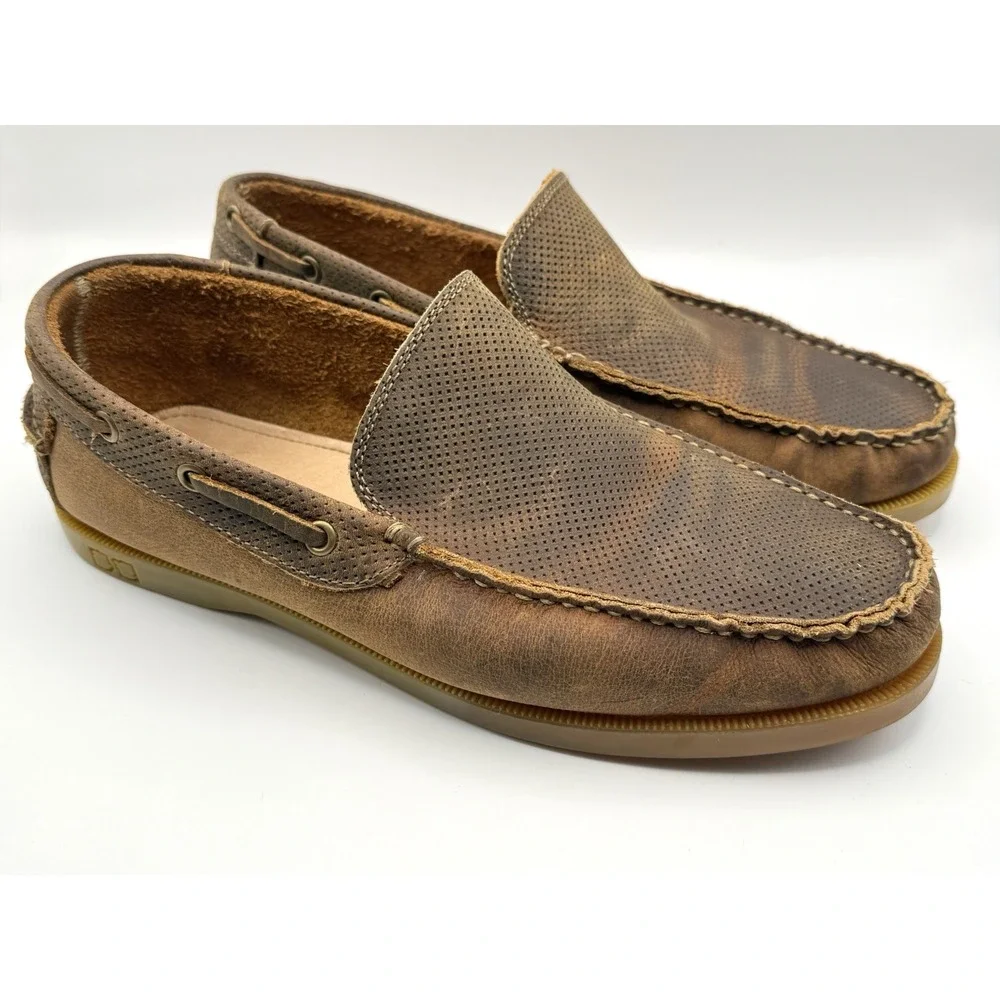 BedStu Uncle Larry Loafers Drivers Shoes 9.5 Brown Moccasins Distressed Slip On